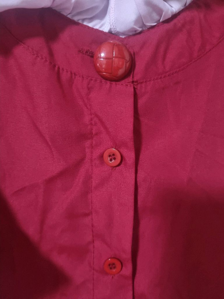 레이스 프릴 와이셔츠 버건디 이미지