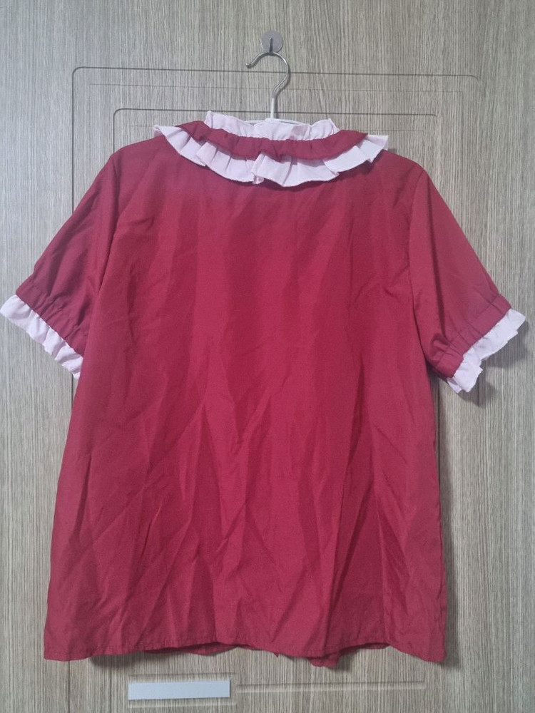 레이스 프릴 와이셔츠 버건디 이미지