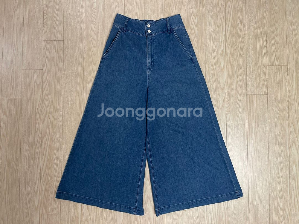 글로벌워크 데님 와이드 가우초 팬츠--0