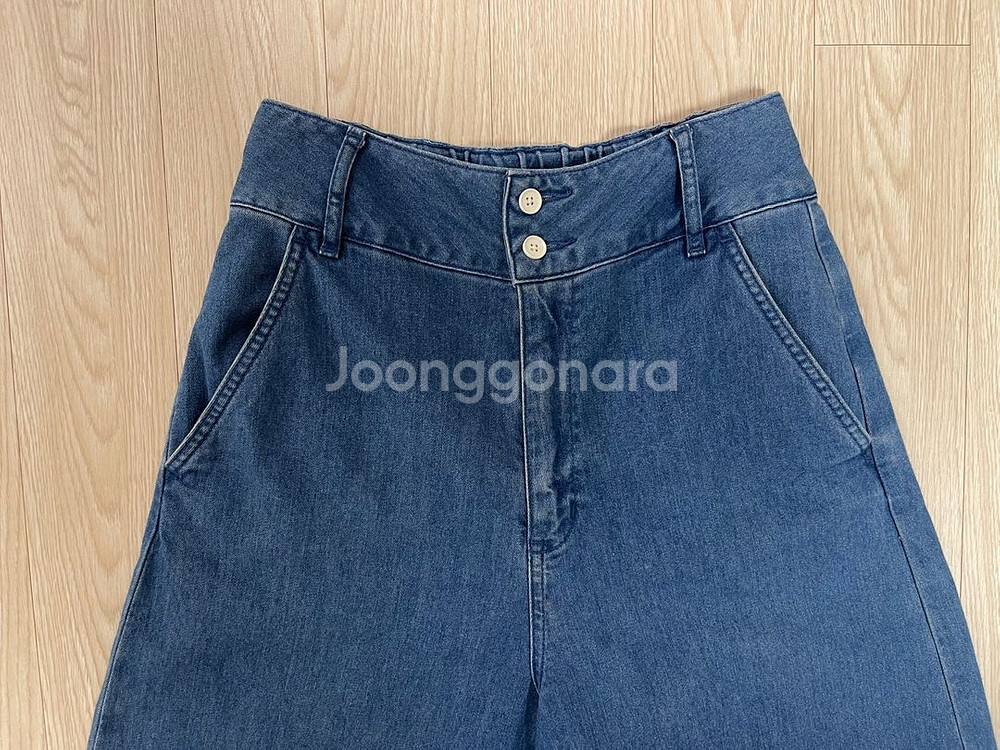 글로벌워크 데님 와이드 가우초 팬츠--2