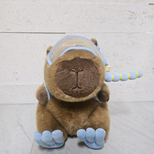 스쿠버 다이빙 고글을 쓴 카피바라 중대형 인형(새상품)