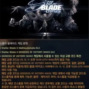 스텔라 블레이드 니케 홍련 스킨 코드 팝니다