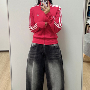 아디다스 핑크 삼선 트랙탑 져지