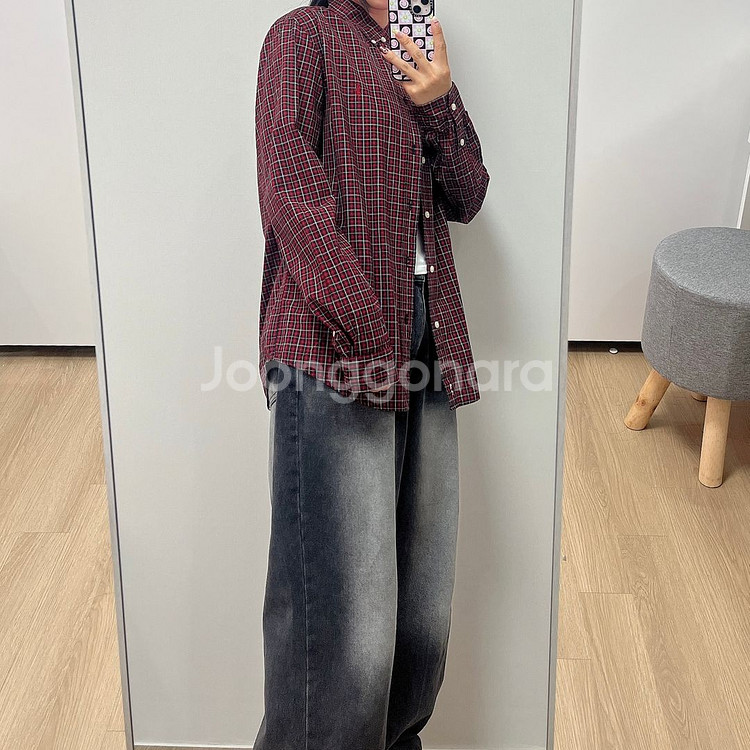 폴로 랄프로렌 레드 타탄 체크 셔츠--2