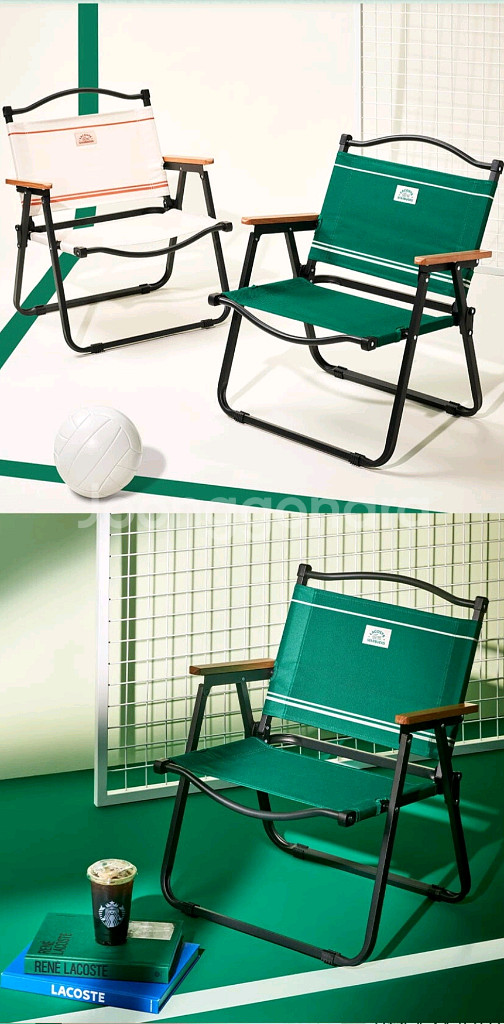 스타벅스 라코스테 콜라보 폴딩체어 그린--0