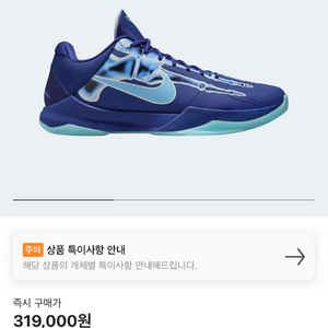 나이키 코비5 프로트로 딥 로얄 블루 농구화 285