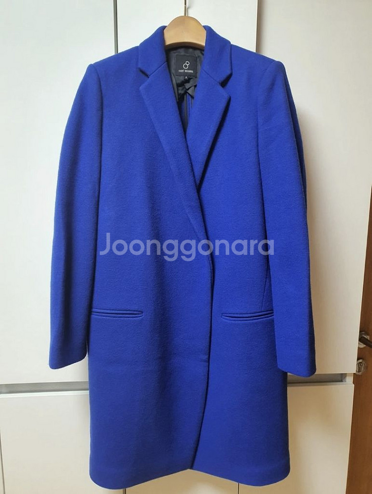 블루 롱코트. 모직혼방 롱코트--0