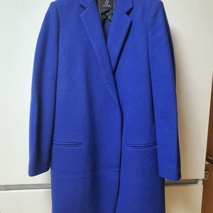 블루 롱코트. 모직혼방 롱코트