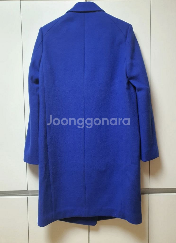 블루 롱코트. 모직혼방 롱코트--1