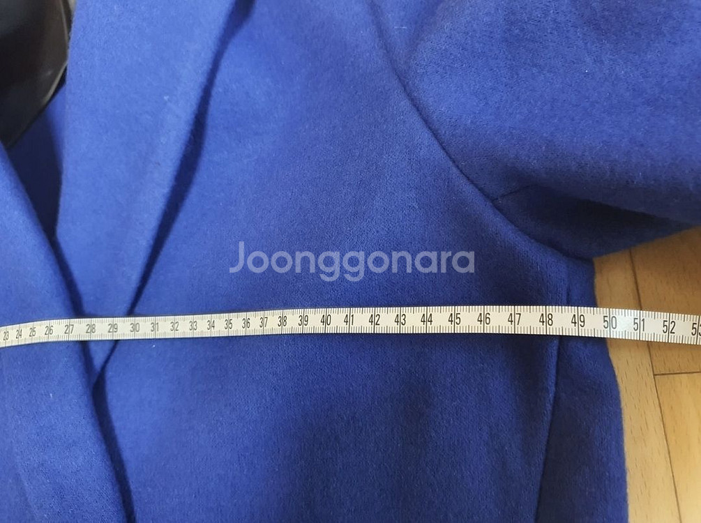 블루 롱코트. 모직혼방 롱코트--5