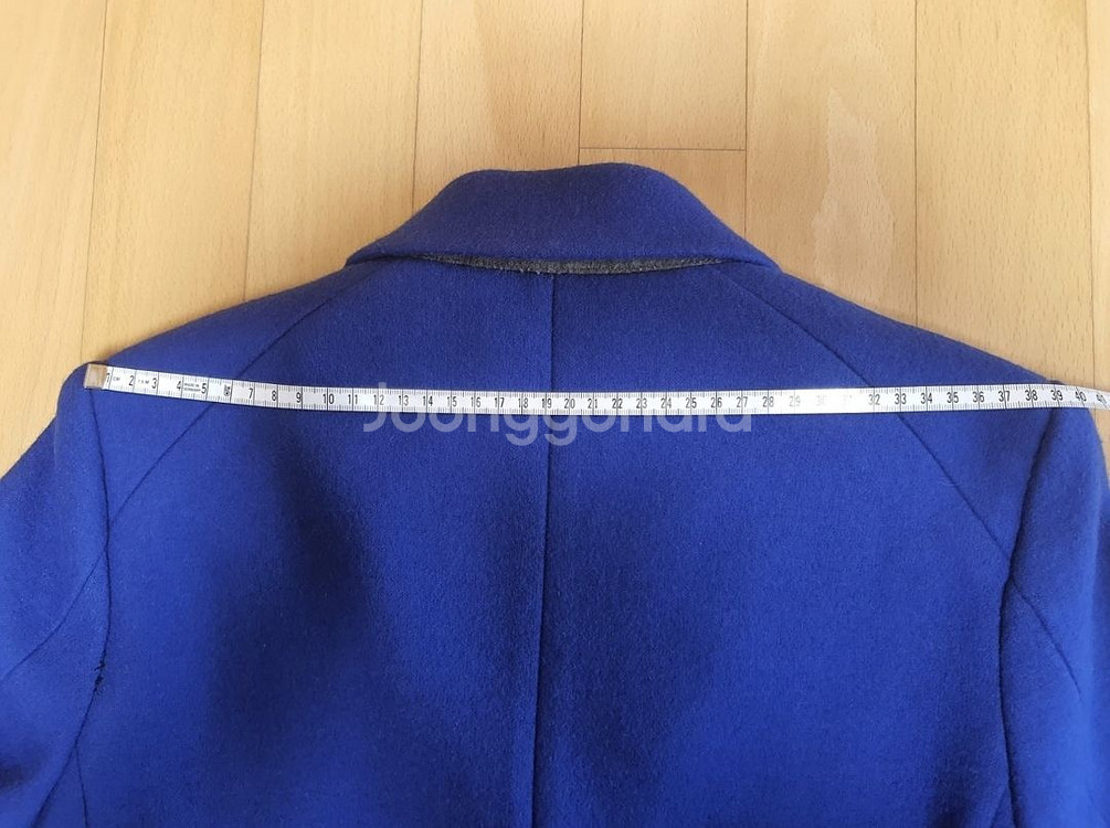 블루 롱코트. 모직혼방 롱코트--6