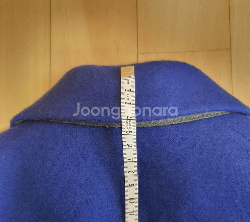 블루 롱코트. 모직혼방 롱코트--7
