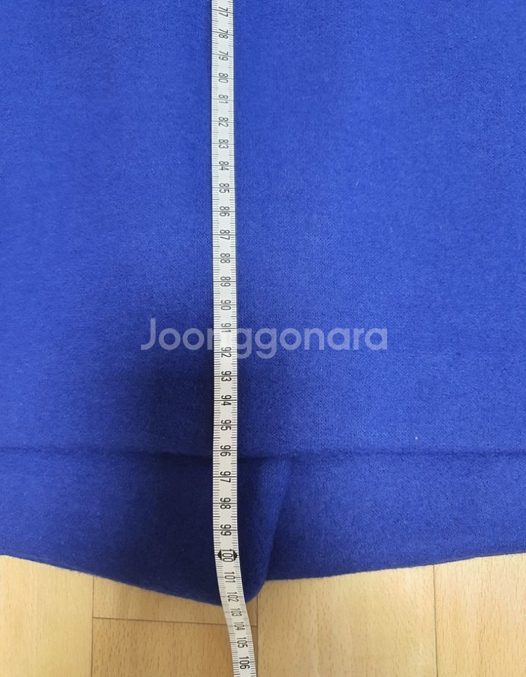 블루 롱코트. 모직혼방 롱코트--8