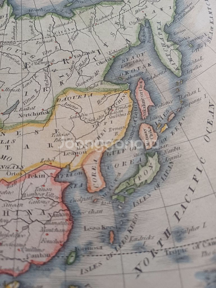 1800년대중반. 동해(한국해)표기. 미국발행지도--1