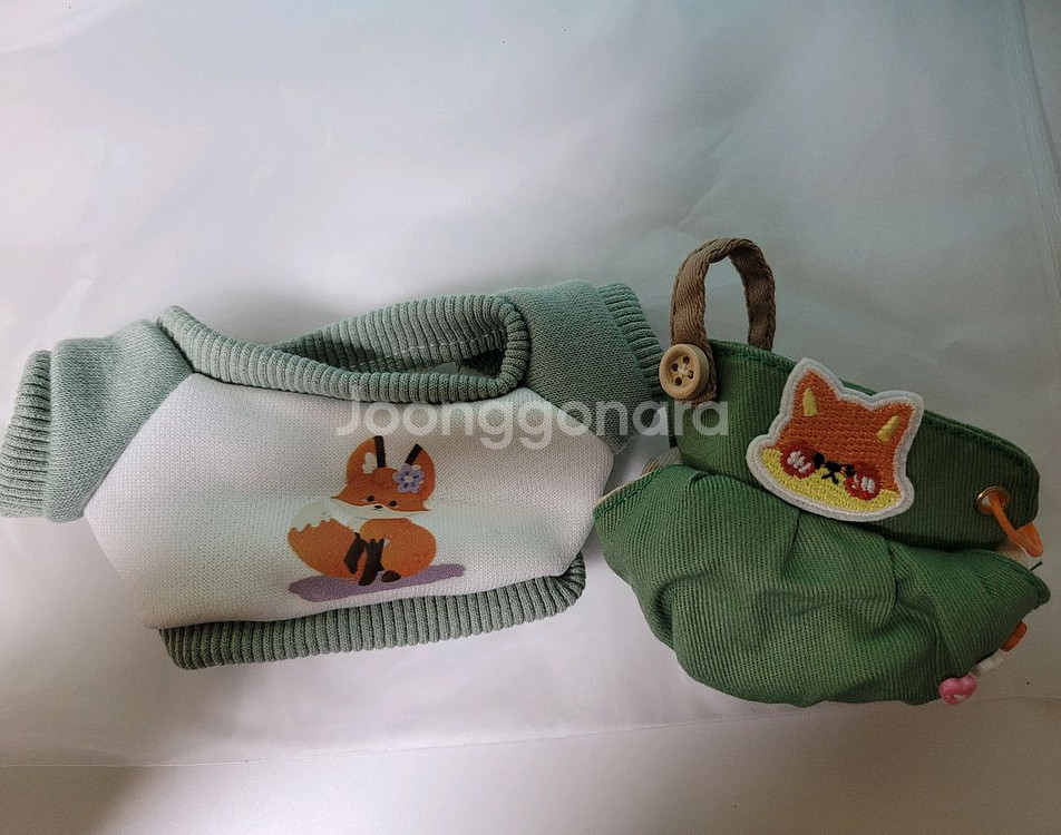 20cm 솜인형 옷 여우멜빵--1