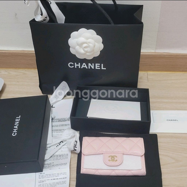 샤넬 클래식 똑딱이 클똑 핑크 카드지갑 새상품 풀박--0