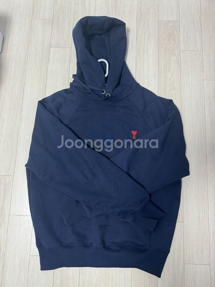 아미 스몰 하트 후드티 네이비--0