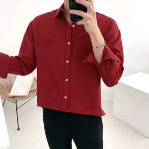 링클프리 구김방지 와이셔츠 스판 정장셔츠 버건디색