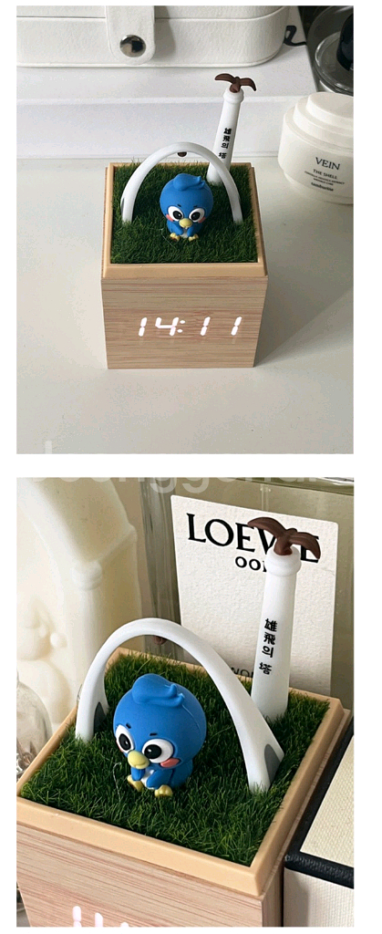부산대학교 굿즈 산지니 LED 시계 무드등 겸용--2