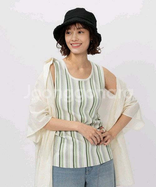 (새상품)일본정품 썸머 니트 골지 스트라이프--0