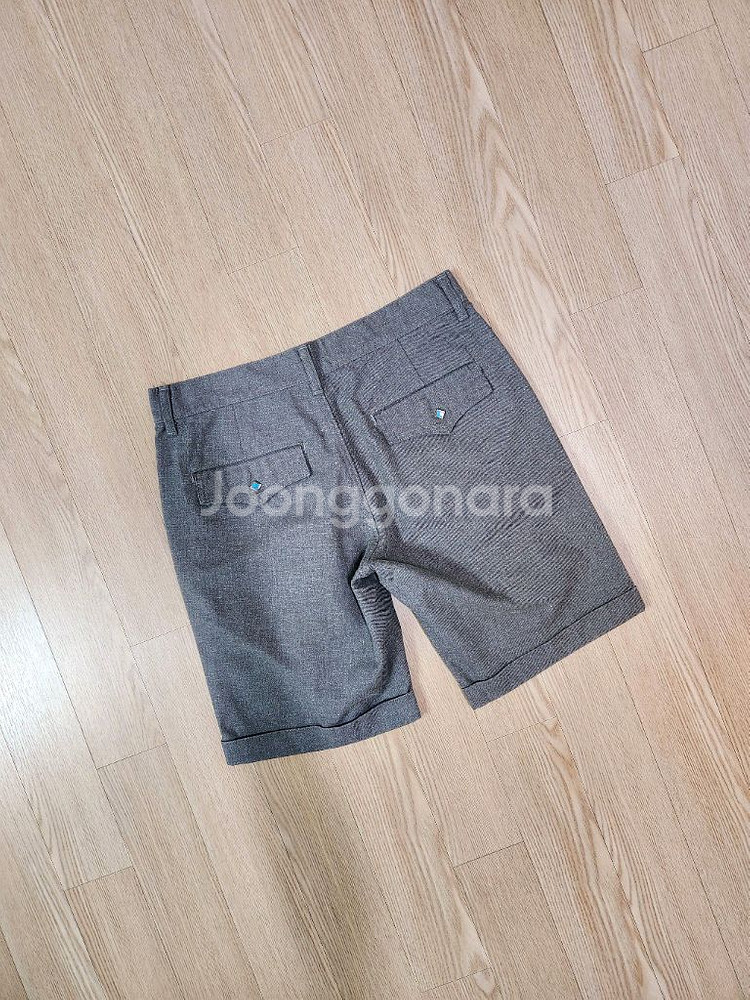 후스후 재팬 멜란지 그레이 턴업 하프 팬츠--3