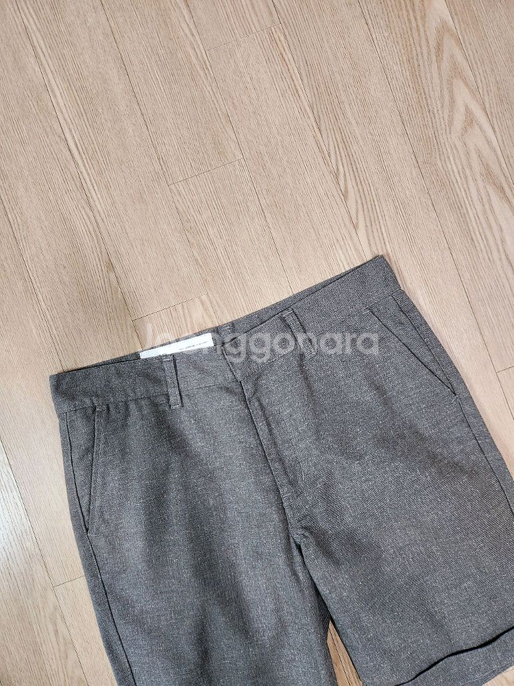 후스후 재팬 멜란지 그레이 턴업 하프 팬츠--1