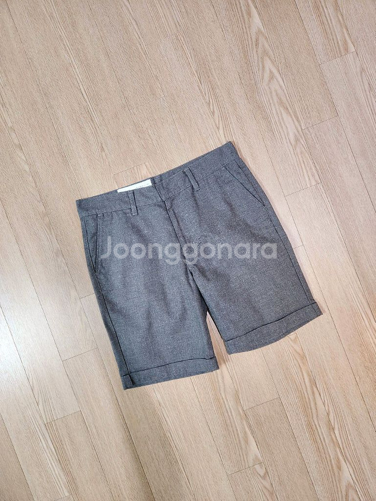 후스후 재팬 멜란지 그레이 턴업 하프 팬츠--2