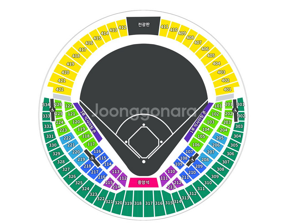 6/8 두산 vs 롯데 3루 레드석 4연석--0