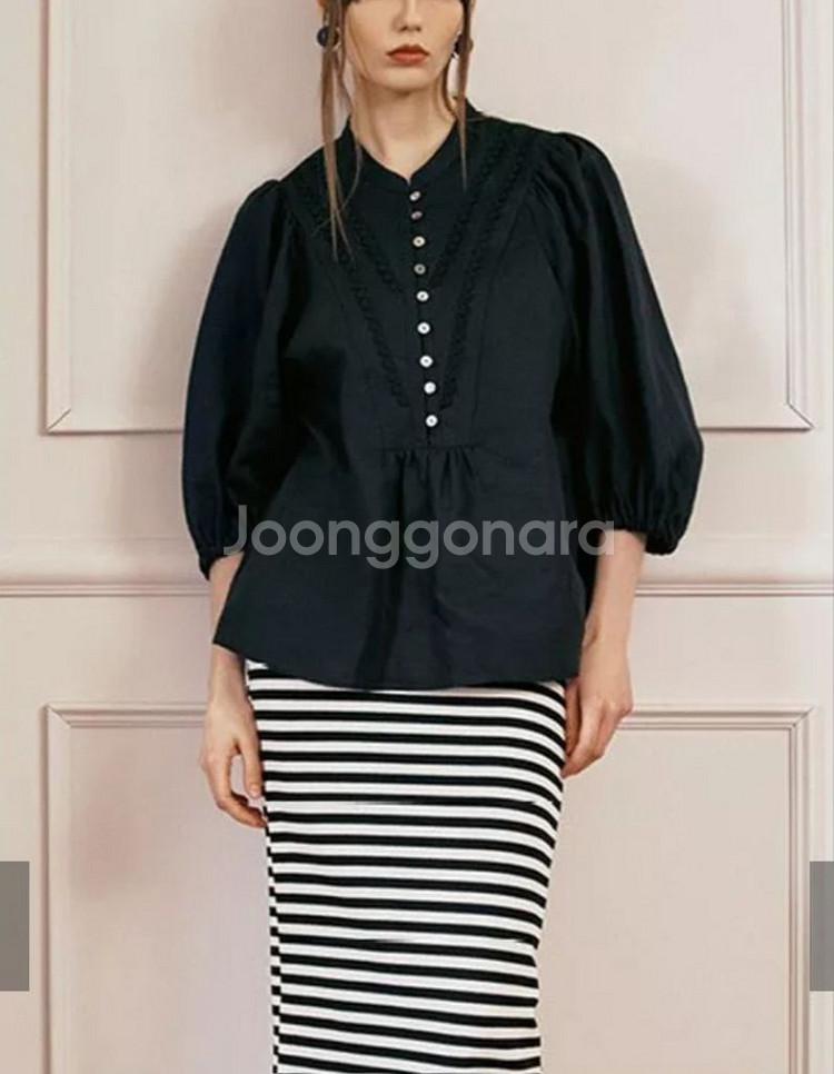 칼라거펠트 프렌치린넨100 블라우스(77) ㅡ새상품--0