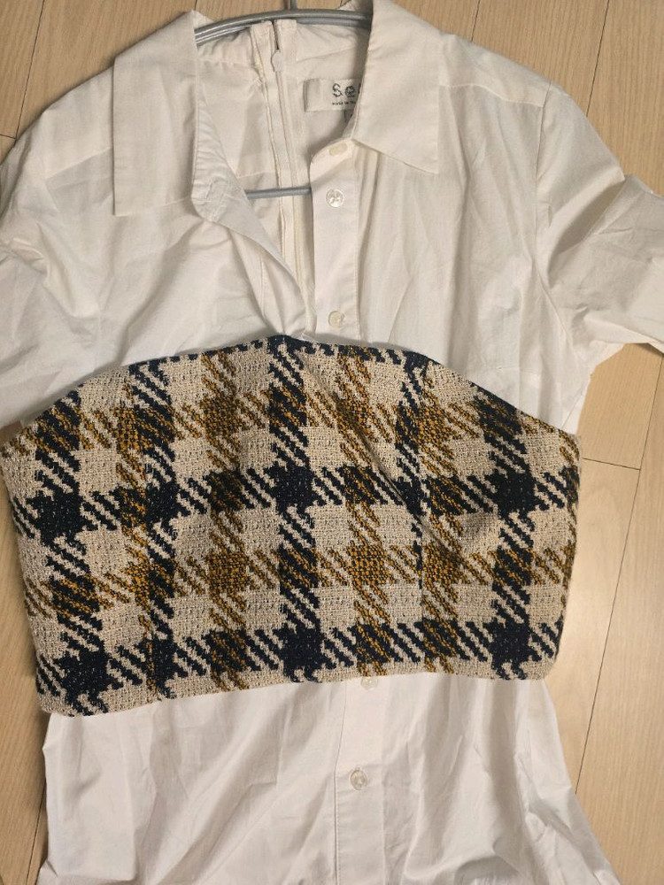 기은세님 씨뉴욕 SEA NY 트위드셔츠,카멜벨티드 스커--3