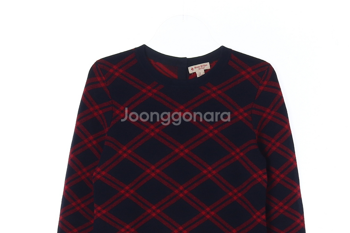 [S]브룩스브라더스 메리노울100% 체크 긴팔 니트 티--1
