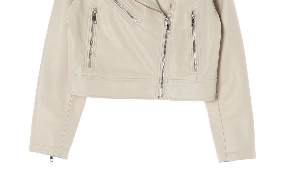 [S]자라 크림 레더 라이더 바이커재킷 가죽 자켓 이미지