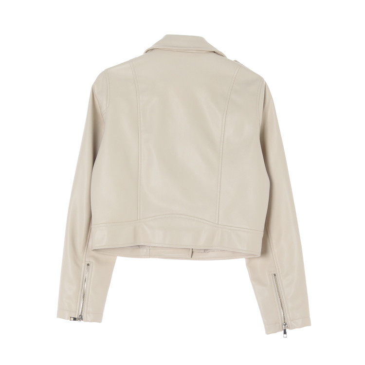 [S]자라 크림 레더 라이더 바이커재킷 가죽 자켓 이미지