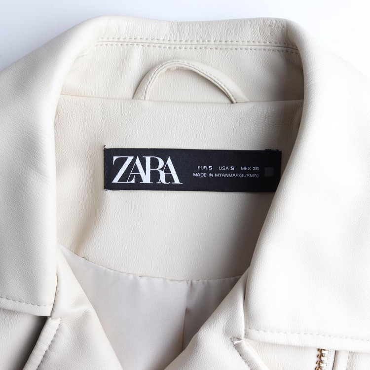 [S]자라 크림 레더 라이더 바이커재킷 가죽 자켓 이미지