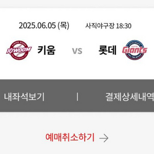 6/5 오늘 롯데자이언츠 1루내야상단석 2연석