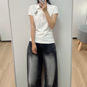 폴로 랄프로렌 비즈 빅포니 화이트 카라 반팔티