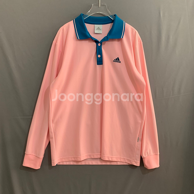 105 XL 아디다스 핑크 폴로 PK 긴팔 카라티--0