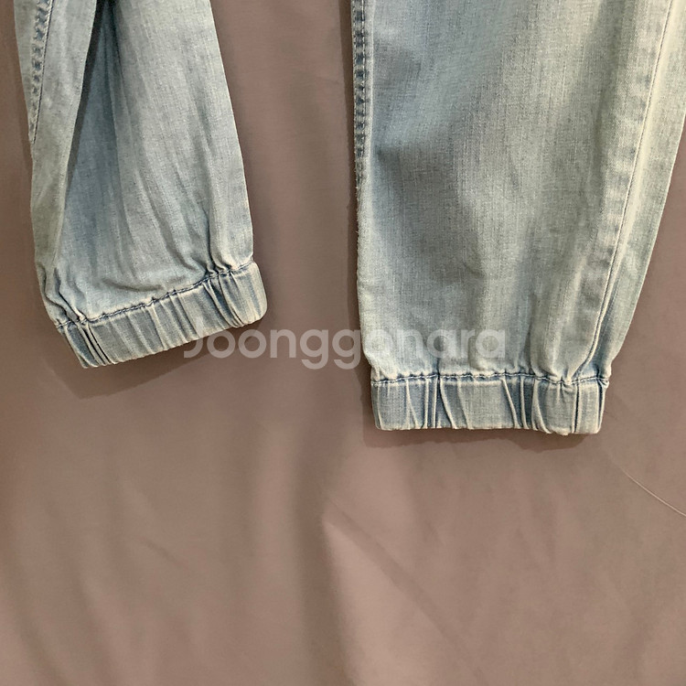 32인치 커스텀멜로우 스판 밴딩 워싱 데님 청 조거팬츠--2