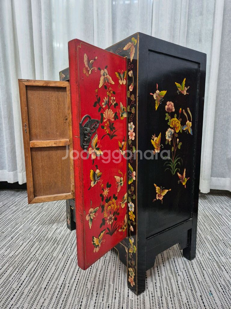 오리엔탈엔틱가구 나비장 양문나비장 블랙레드--8