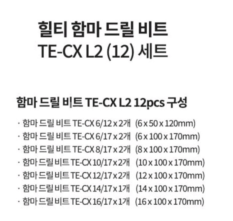 힐티 TE CX L2 12PCS 세트 해머 드릴 비트--1