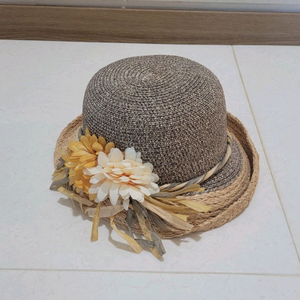 여성 꽃 장식 밀짚모자 새상품