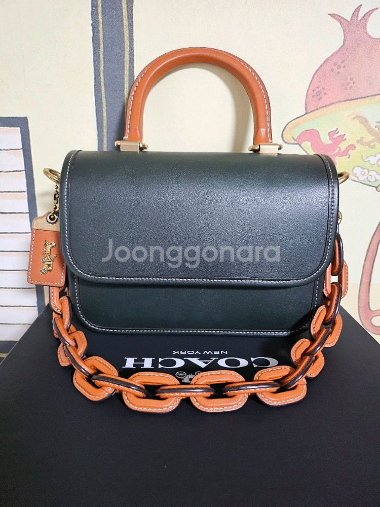 코치 가방 로그 탑 핸들 인 컬러블록 토트백 숄더백--5