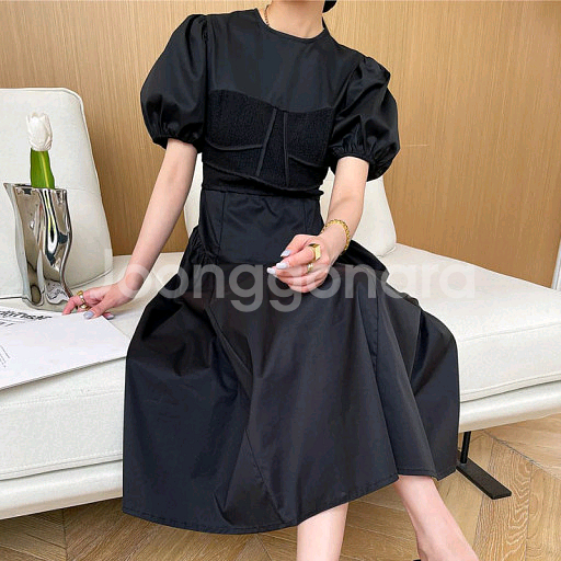 수입 퍼프 롱원피스 라밤바룸 페이지유 썸제이 파티수--0