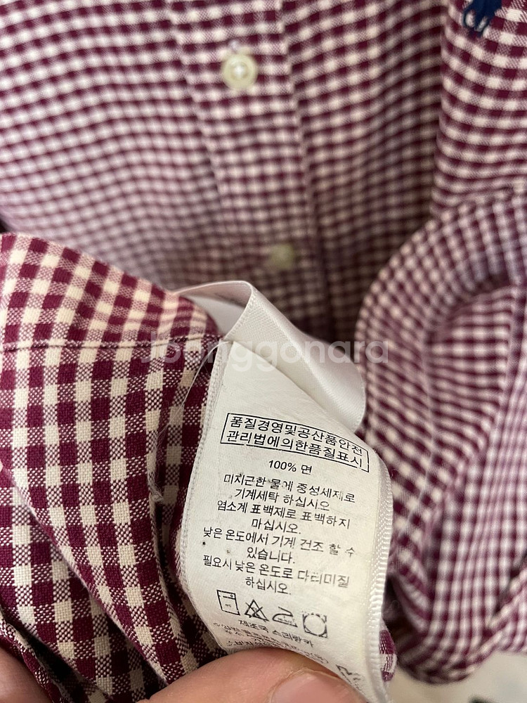 (M) 폴로 랄프로렌 커스텀핏 버튼다운 깅엄 체크 셔츠--3