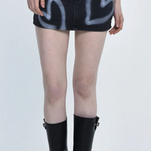 여자옷 빈티지 하트 데님 미니스커트 블랙S