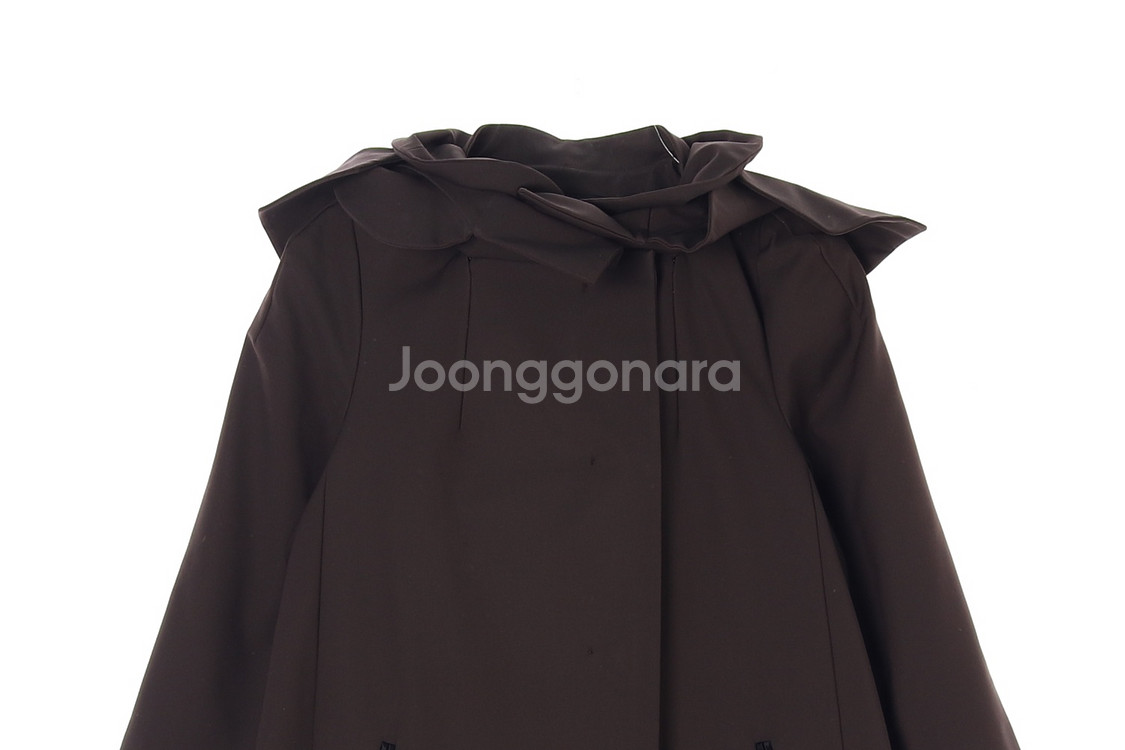 [S]마인 브라운 후드 A라인 코트 재킷--1