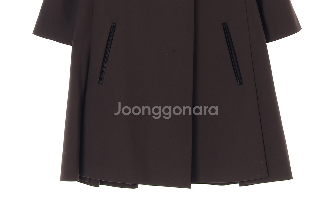 [S]마인 브라운 후드 A라인 코트 재킷--2