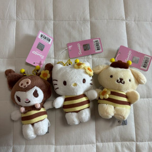 꿀벌 키링인형세트(헬로키티,쿠로미,폼폼푸린) 일괄