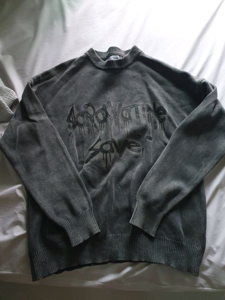 착샷* 오버핏 긴팔 라운드 니트 티셔츠)100--0