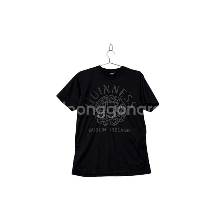 [기네스] 블랙 빈티지 프린팅 반팔티 L--0